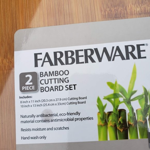 NEW set of 2 bamboo cutting boards board kitchen cooking supplies Farberware - Picture 5 of 8